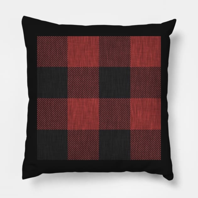 Red and Black Textured Buffalo Plaid Pillow by SugarPineDesign