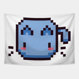 Blue Pixel Cat - Kawaii Retro Pixel Art Tapestry