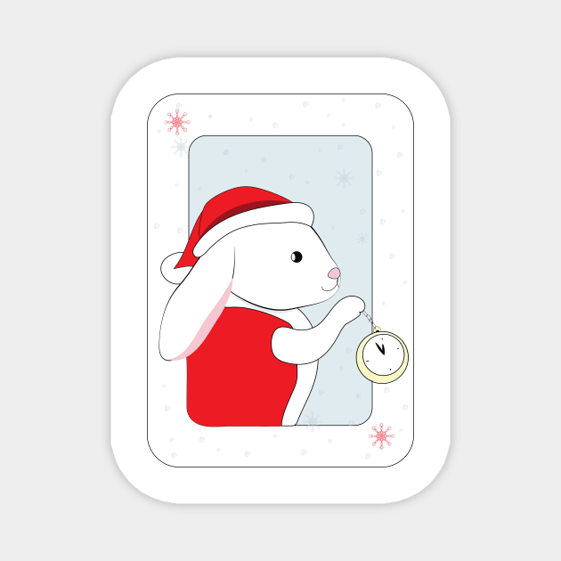 White Rabbit in Santa Hat Magnet by in_pictures