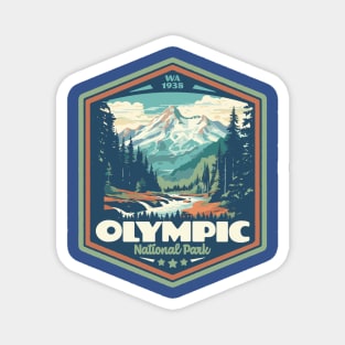 Olympic National Park Vintage WPA Style Outdoor Badge Magnet