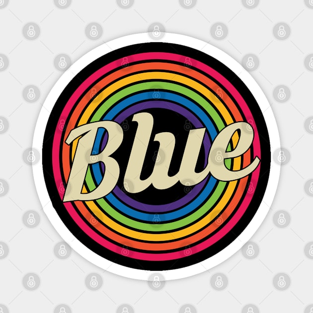 Blue - Retro Rainbow Style Magnet by MaydenArt