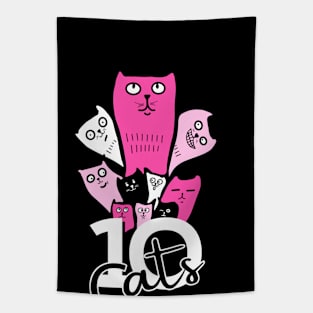 10 cats funny tshirt Tapestry