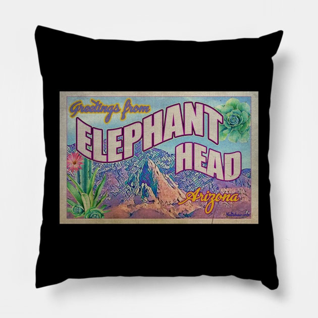 Greetings from Elephant Head Arizona Pillow by Nuttshaw Studios