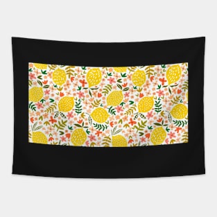 Lemons Botanical Nature Pattern Tapestry