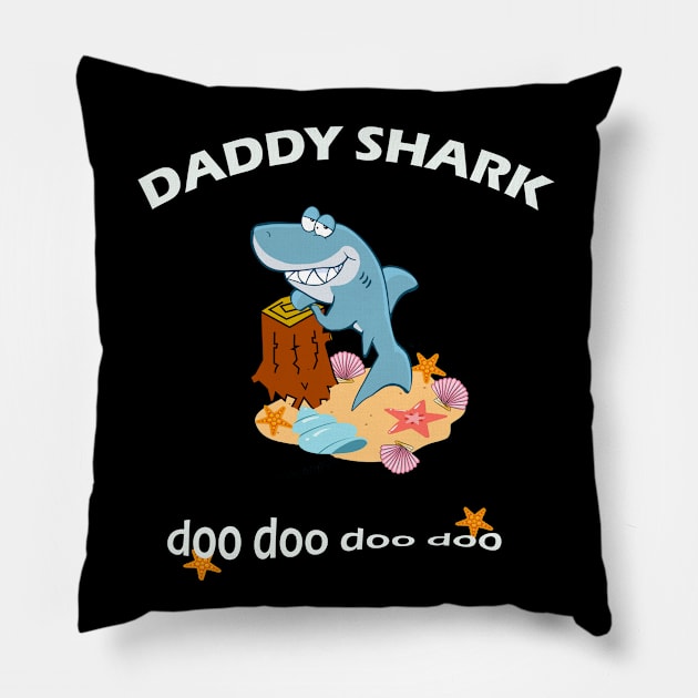 Daddy shark design great gift idea Pillow by Skylimit