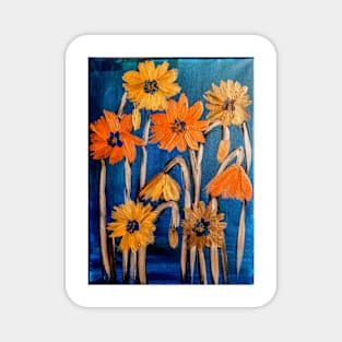 Some abstract flowers in metallic paint Magnet