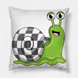 Snail at Chess with Chessboard Pillow