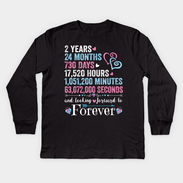 2nd Wedding Anniversary Shirt Matching Couple 2 Years Wedding Marriage Gift For Husband And Wife 2nd Wedding Anniversary Kinder Long Sleeve T Shirt Teepublic De