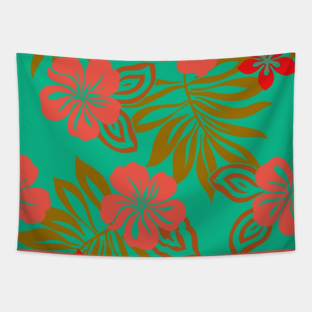 Hibiscus Waikiki Beach Tapestry by BK Tees