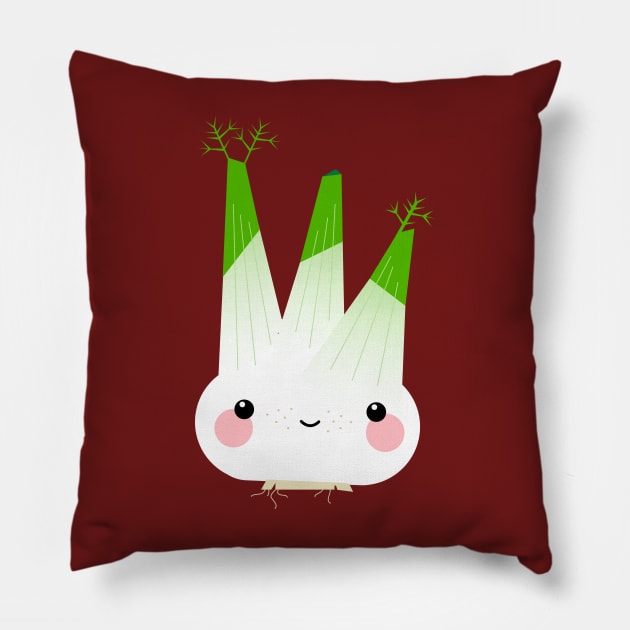 Kawaii Illustration Fine Fennel Pillow by Piakolle