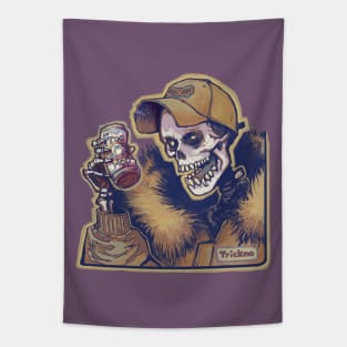 Skeleton Cheers Mud Tapestry