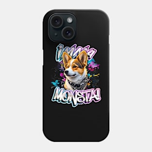 Imma Monsta! CORGI | Blacktee | by Asarteon Phone Case