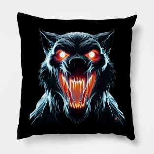 Wolf Glowing Eyes and Fangs by focusln Pillow