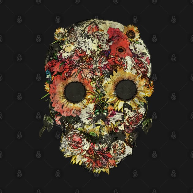 sugar skull, skull art flowers by Collagedream