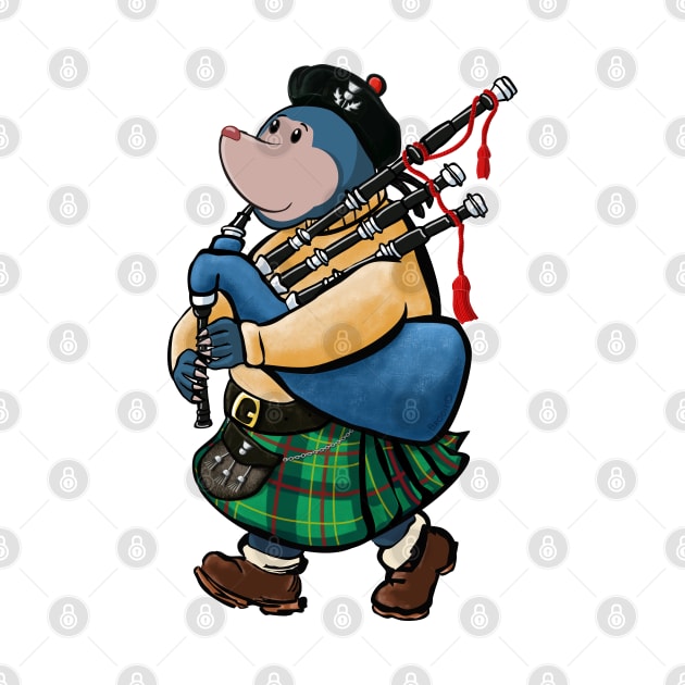 Bagpipe Playing Mole Of Kintyre by brodyquixote