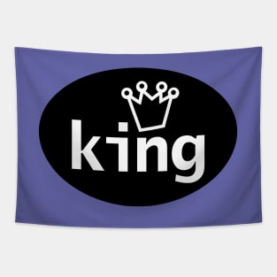 King and Crown on Black Oval Tapestry