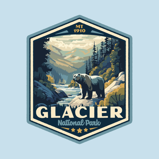 Glacier National Park Vintage WPA Style National Parks Art by GIANTSTEPDESIGN