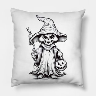 scary witch on white background Pillow