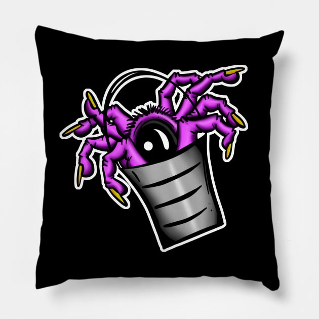 Cartoon Spider In A Bucket Pillow by Squeeb Creative