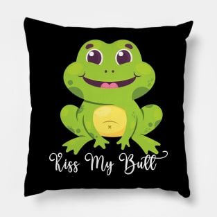 Kiss My Butt Green Frog Funny Frog Pillow