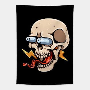 cartoon skull shock Tapestry