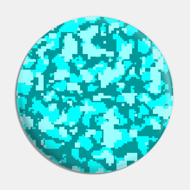 Turquoise blue Camo pattern digital Camouflage Pin by Tshirtstory