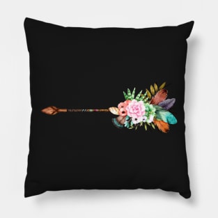 Succulents, Flowers and Feathers Arrow Pillow