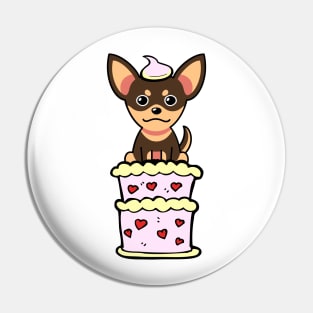 Small dog Jumping out of a cake Pin