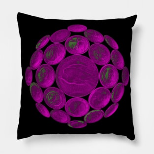 Pink USA Twenty Dollars Coin - Surrounded by other Coins on a Ball Pillow