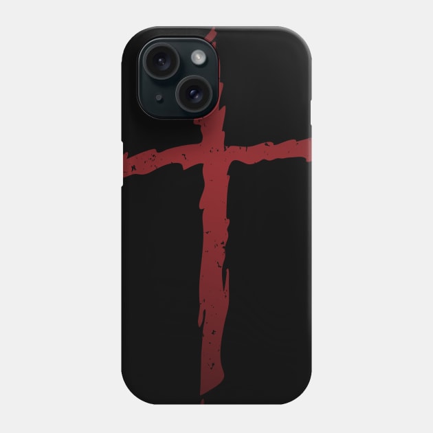 Old rugged distressed christian cross with red gradient tones Phone Case by hobrath