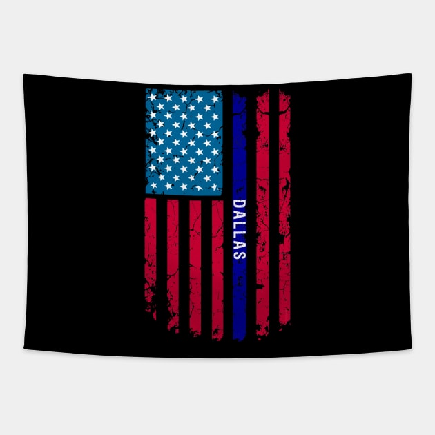 Dallas Police Thin Blue Line American Flag graphic Tapestry by merchlovers