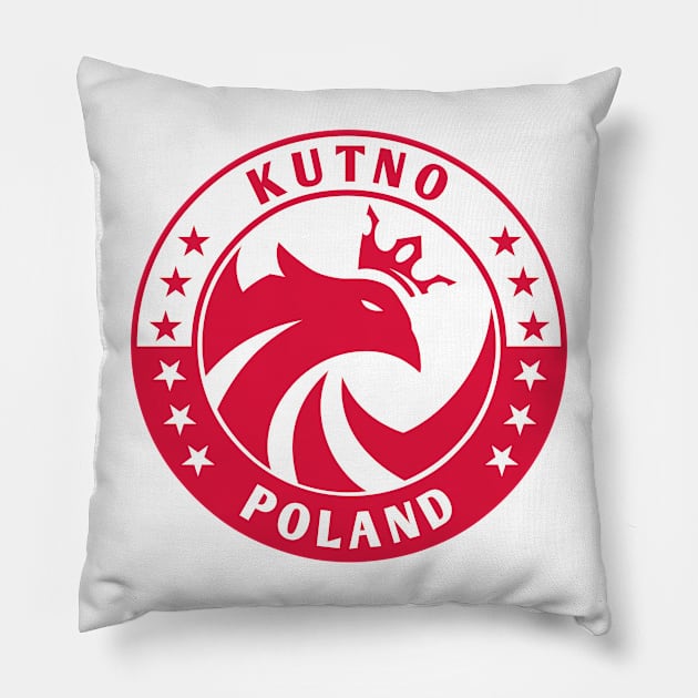 Kutno Poland Circular Flag Eagle Pillow by urban-wild-prints
