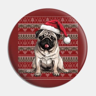 Funny Pug Dog Christmas Ugly Pin