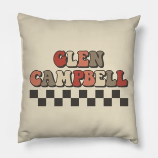 Glen Campbell Checkered Retro Groovy Style Pillow