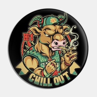 Urban Style Bull with Chill Out Phrase Pin