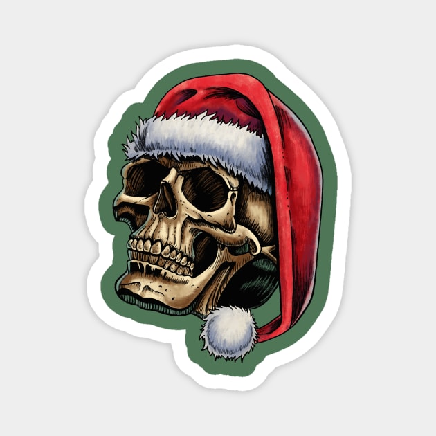 Christmas Skull Magnet by Ian Moss Creative