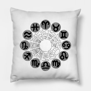 Zodiac Signs (Black) Pillow
