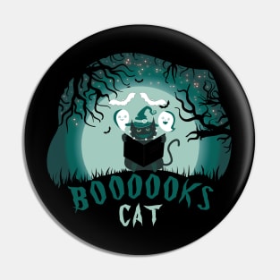 cat and Ghost Book Reading Halloween funny gifts Pin