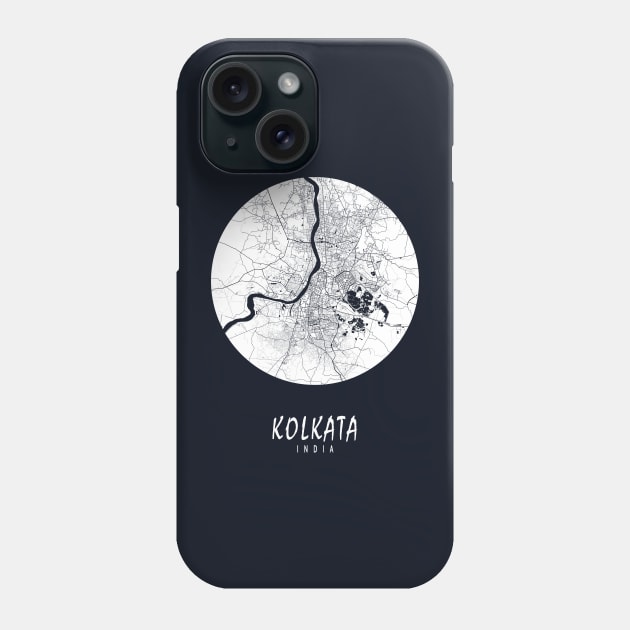 Kolkata, India City Map - Full Moon Phone Case by deMAP Studio