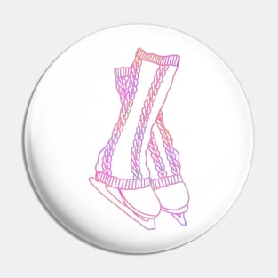 Ice skates and legwarmers (pink watercolour figure skating) Pin