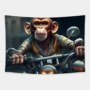 monkey driving a bike Tapestry