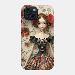 Cute Paper Doll With Fan Victorian Lace Dress Art Phone Case