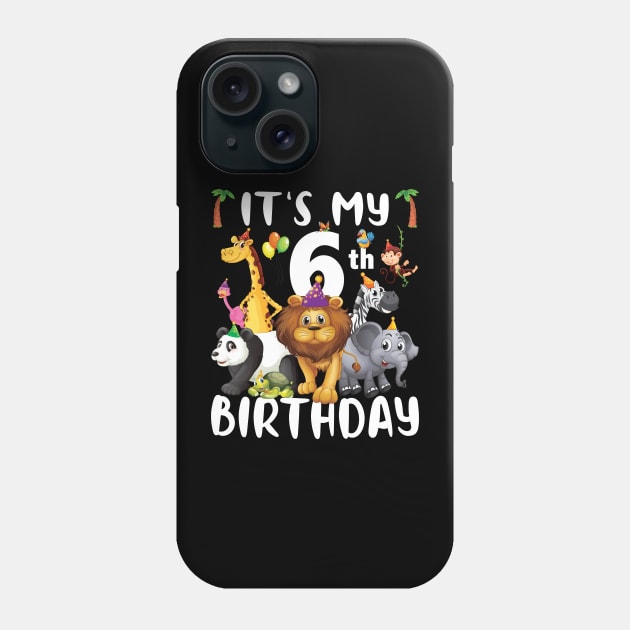 Its My 6th Birthday Safari Jungle Zoo Lovers Birthday Party Phone Case by Sowrav