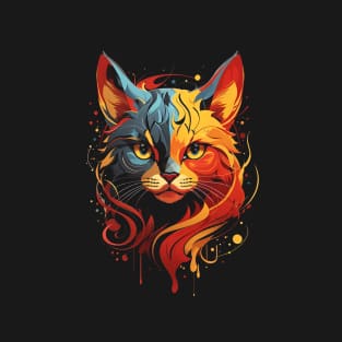 Fiery Cat Head T-Shirt