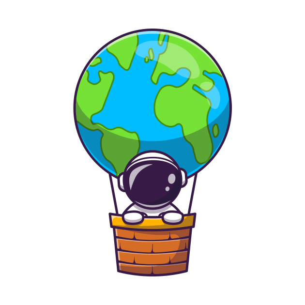 Cute Astronaut In Hot Air Balloon Earth by Catalyst Labs