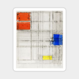 Abstract geometric square piece of art by Piet Mondrian Magnet