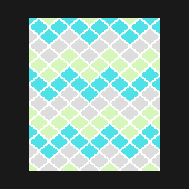 Quatrefoil Chevron Grey Mint Turquoise Blue by dreamingmind