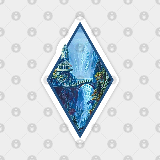 The Fellowship Departs - Digital Art - Diamond Frame - White - Fantasy Magnet by Fenay-Designs