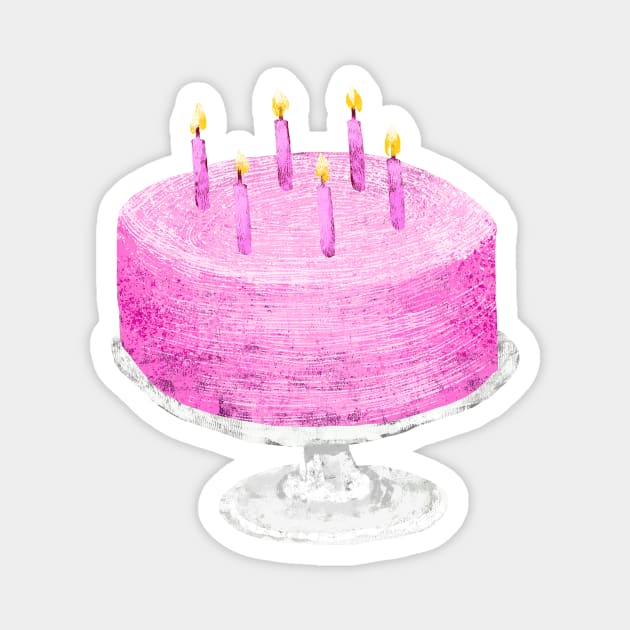 Pink Birthday Cake Magnet by pastanaut