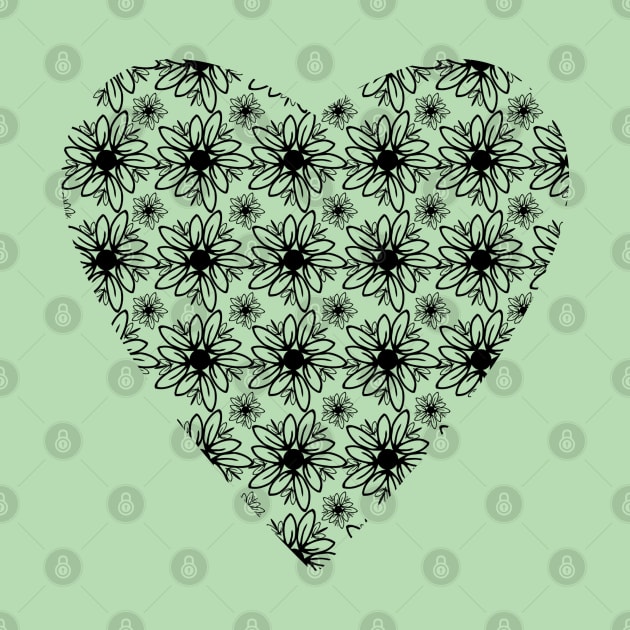 Black Floral Heart Pattern by Ezzkouch